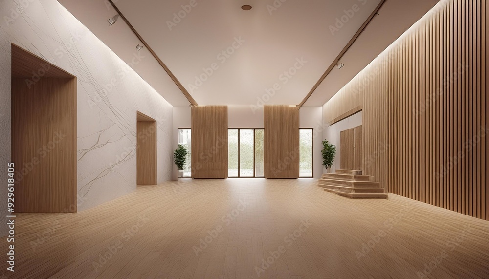 Obraz premium テレビ会議背景用 ZOOM会議背景用 CG ホテル ロビー ホール エントランス for using in video conference and as a zoom background.