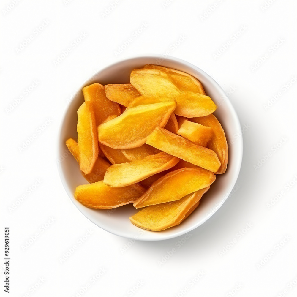 Dried mango in bowl Dried mango in bowl