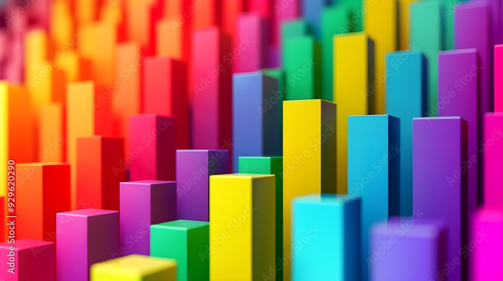 Bar charts with many colors going up and down for stock market investment or bright colorful banking charts Bar charts with many colors going up and down for stock market investment or bright colorful banking charts