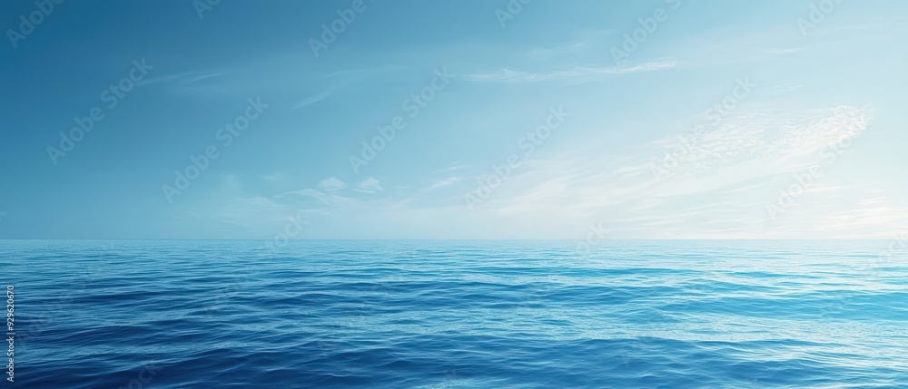 Obraz premium A tranquil blue ocean scene with soft waves and a clear sky