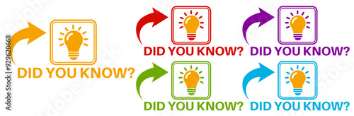 Set did you know icon sign. know more information labels. tips and trick symbol design template Vector illustration	