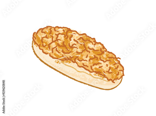 Long pork meat floss bread