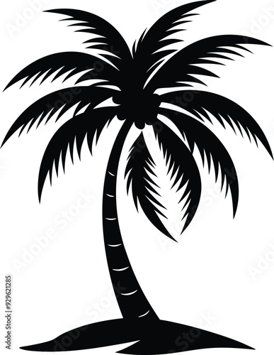 A black palm tree silhouette vector illustration high quality art work.