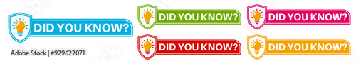 Set collections trendy colorful did you know icon sign. interesting fact information symbol labels design template Vector illustration
