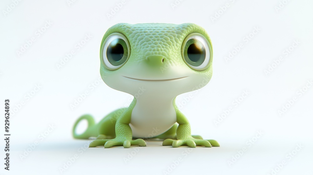 Obraz premium Cute Green Gecko with Big Eyes