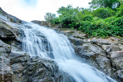 A waterfall during the monsoons near Pune India. Monsoon is the annual rainy season in India from June to September.