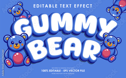 Editable Gummy Bear Text Effect With Illustration of Gummy Bear
