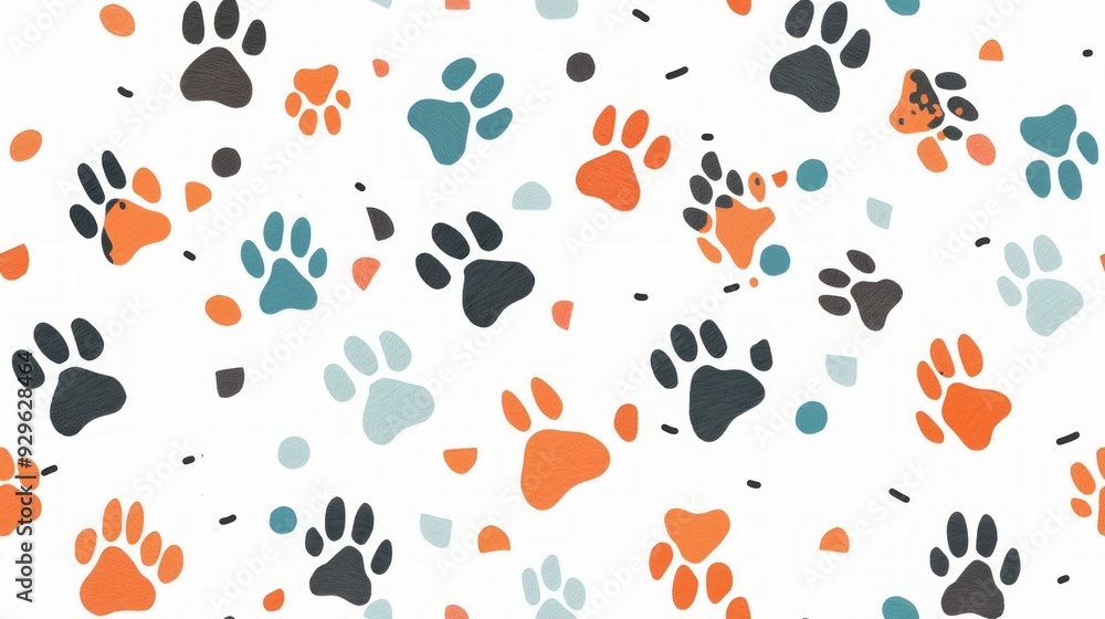 cute seamless pattern featuring paws themed items cute seamless pattern featuring paws themed items