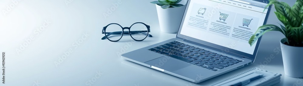 Laptop with Online Store on Screen Laptop with Online Store on Screen