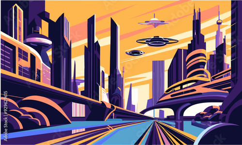 Abstract illustration on the theme of alien landscapes and beautiful planets.