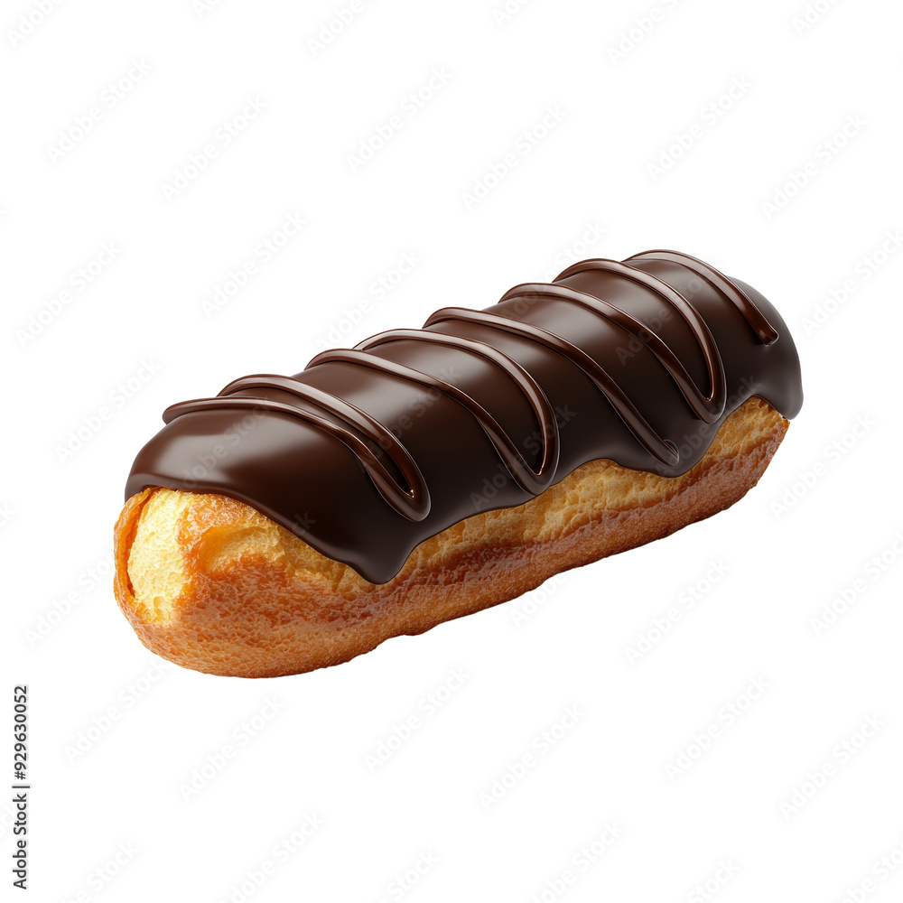 Delicious chocolate eclair dessert with glossy glaze on a black background Delicious chocolate eclair dessert with glossy glaze on a black background