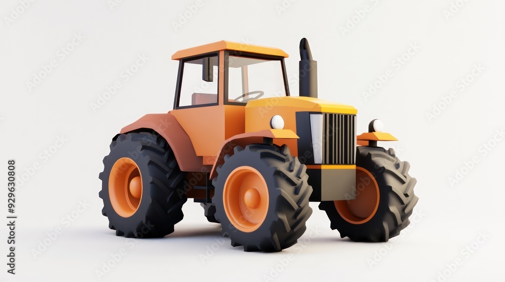 Orange Tractor Rendered in 3D Orange Tractor Rendered in 3D