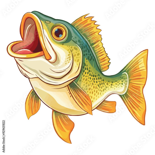 happy cartoon walleye fish vector