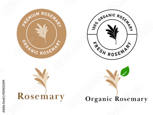 rosemary label ingredient spice food organic condiment fresh herb sticker stamp logo design
