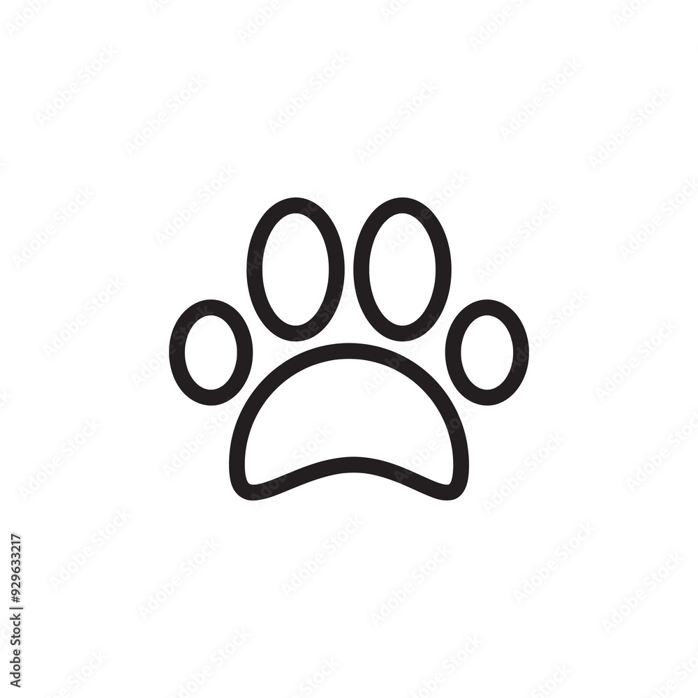 Paw icon vector, paw print sign linear illustration for web and app on white background..eps Paw icon vector, paw print sign linear illustration for web and app on white background..eps