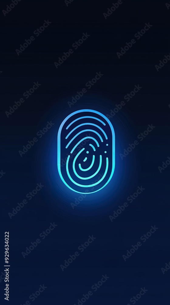 Data privacy, represented by a fingerprint scan, glowing on a dark screen, bright blue lighting Data privacy, represented by a fingerprint scan, glowing on a dark screen, bright blue lighting
