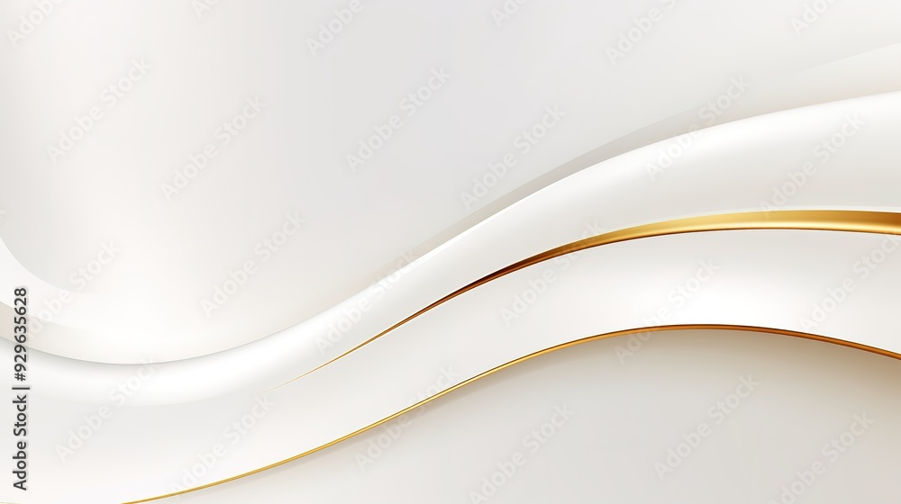 Abstract white background with golden curved lines. Abstract white background with golden curved lines.
