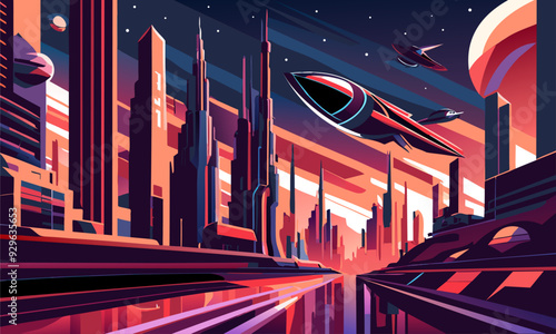 Abstract infographics on the topic of new alien settlements.