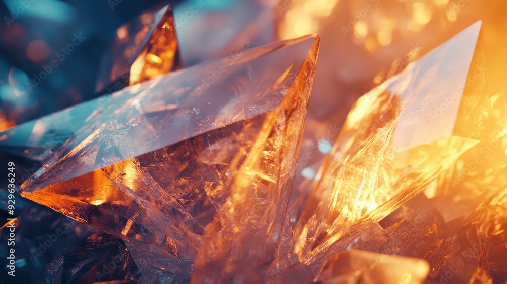 A close-up of crystalline shards embedded in a glowing, translucent surface, casting shimmering light reflections. A close-up of crystalline shards embedded in a glowing, translucent surface, casting shimmering light reflections.
