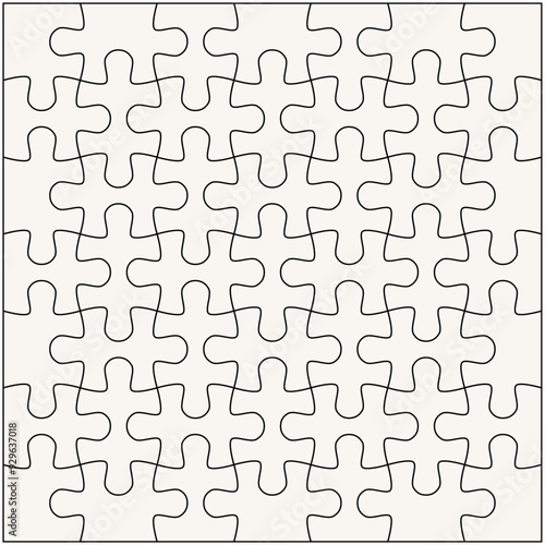 49 jigsaw puzzle linear template. Editable stroke vector.