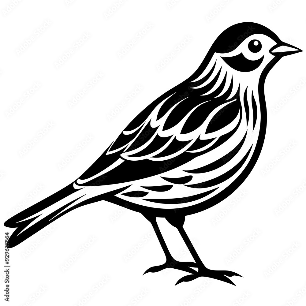 Pipit bird black silhouettes on white background Pipit bird black silhouettes on white background