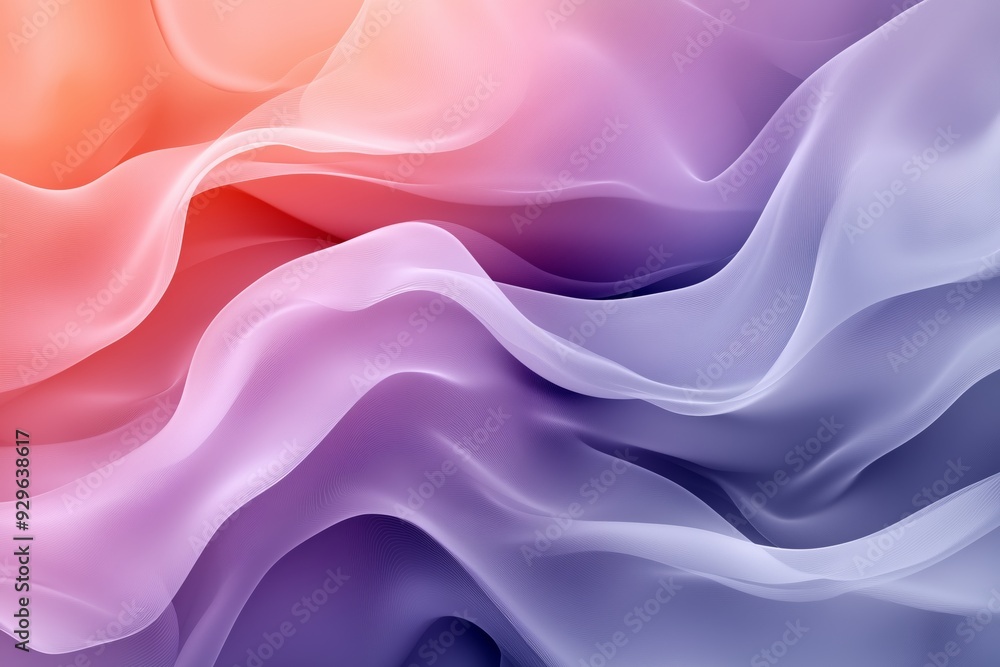 A mesmerizing abstract image featuring soft, flowing waves of fabric-like textures in soothing pastel shades of pink, purple, and orange. A mesmerizing abstract image featuring soft, flowing waves of fabric-like textures in soothing pastel shades of pink, purple, and orange.