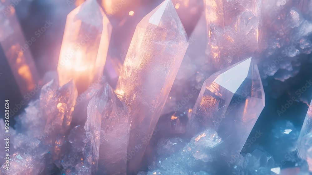 A close-up of ethereal crystals arranged in a delicate pattern, with soft, ambient light highlighting their subtle glow. A close-up of ethereal crystals arranged in a delicate pattern, with soft, ambient light highlighting their subtle glow.