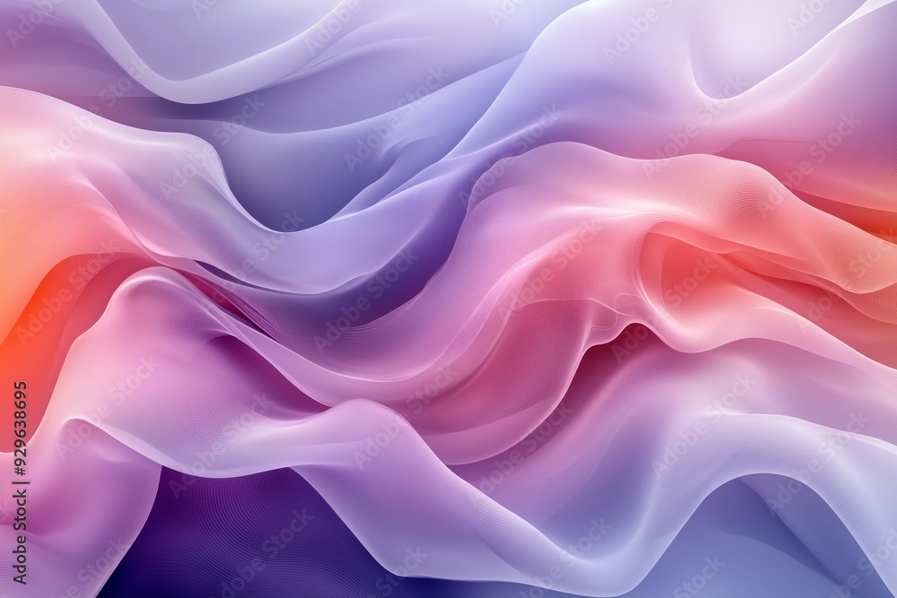 A mesmerizing abstract image featuring soft, flowing waves of fabric-like textures in soothing pastel shades of pink, purple, and orange. A mesmerizing abstract image featuring soft, flowing waves of fabric-like textures in soothing pastel shades of pink, purple, and orange.