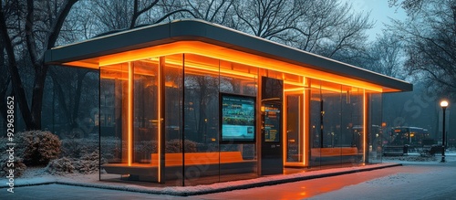 Modern Bus Stop in Winter