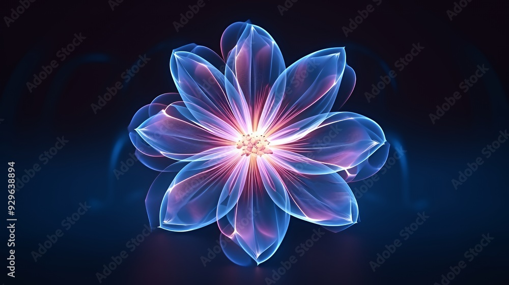 A vibrant, glowing flower design with soft hues and intricate details. A vibrant, glowing flower design with soft hues and intricate details.