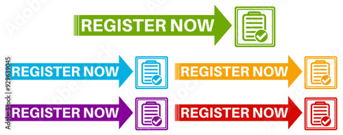collection Vector Illustration register now Label sign template design