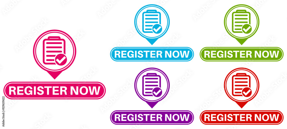 set modern stylish Register Now icon. registration Announcement Label sticker design vector illustration set modern stylish Register Now icon. registration Announcement Label sticker design vector illustration