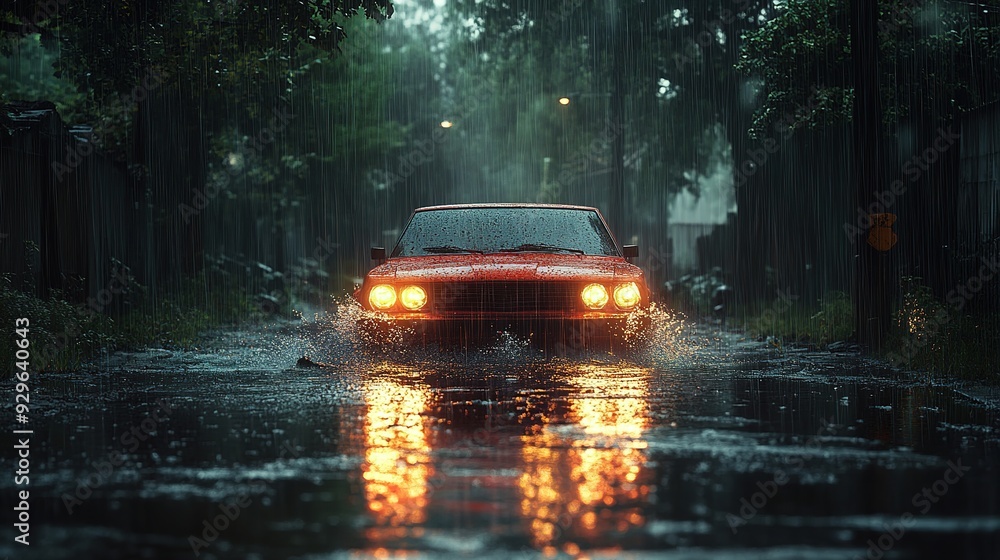 A scene depicting heavy rain, with intense downpour creating a dynamic and dramatic atmosphere. The image captures the sheer volume and force of the rain, highlighting its impact on the environment, A scene depicting heavy rain, with intense downpour creating a dynamic and dramatic atmosphere. The image captures the sheer volume and force of the rain, highlighting its impact on the environment,