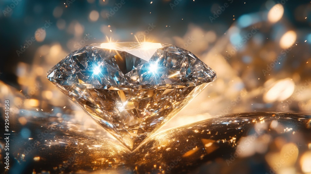 Obraz premium A sparkling diamond under unique lighting, emphasizing its brilliance and clarity.
