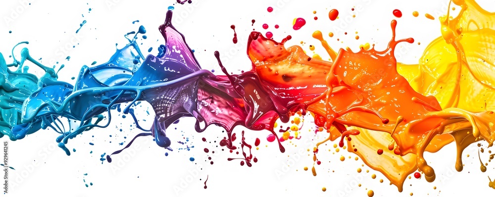 Vibrant Rainbow Paint Splash on White Background Vibrant Rainbow Paint Splash on White Background