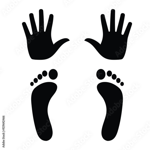 Hand and foot print silhouette icon