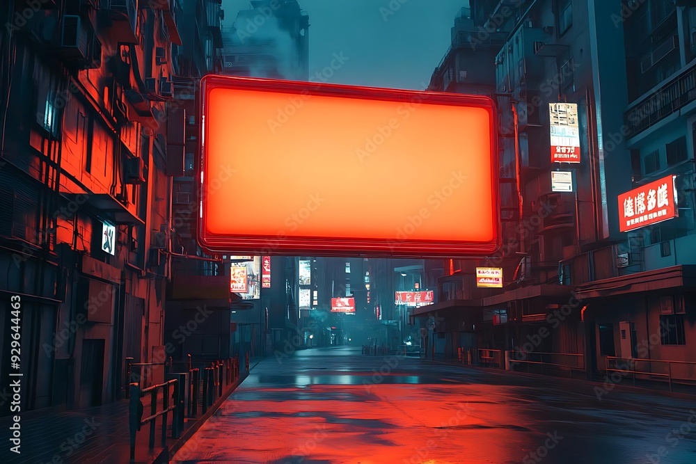 Neon Sign in a Cyberpunk City - 3D Illustration Neon Sign in a Cyberpunk City - 3D Illustration