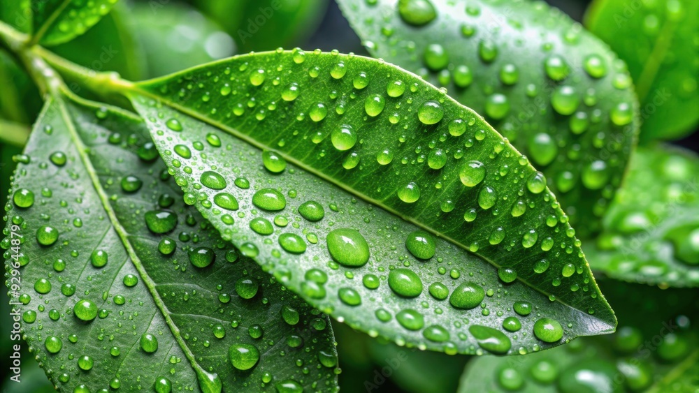 Close up of green coca leaves with dew drops , coca, leaves, plant, nature, green, close up, dew drops, herbal Close up of green coca leaves with dew drops , coca, leaves, plant, nature, green, close up, dew drops, herbal