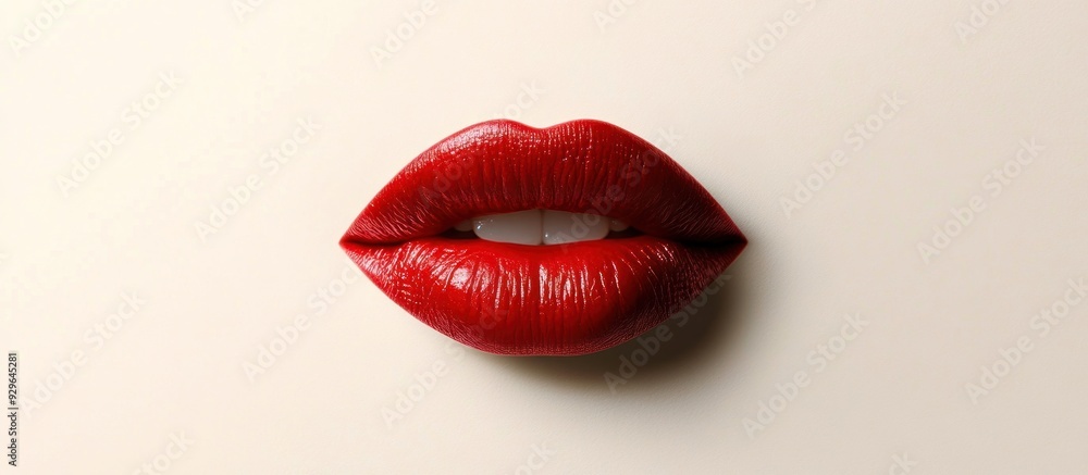 Close-up of Red Lips with White Teeth Close-up of Red Lips with White Teeth