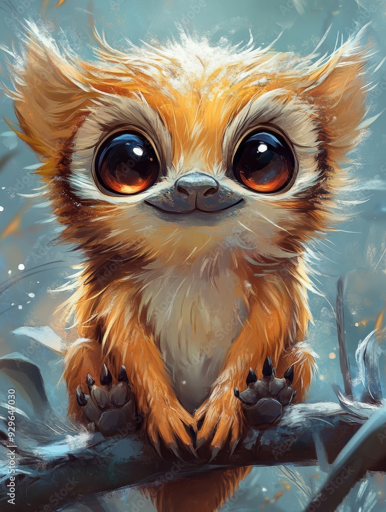Obraz premium Cute Fantasy Creature with Big Eyes