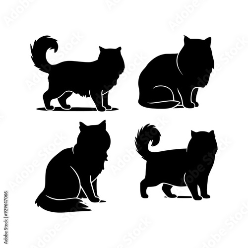 Persian cat silhouette vector template illustration