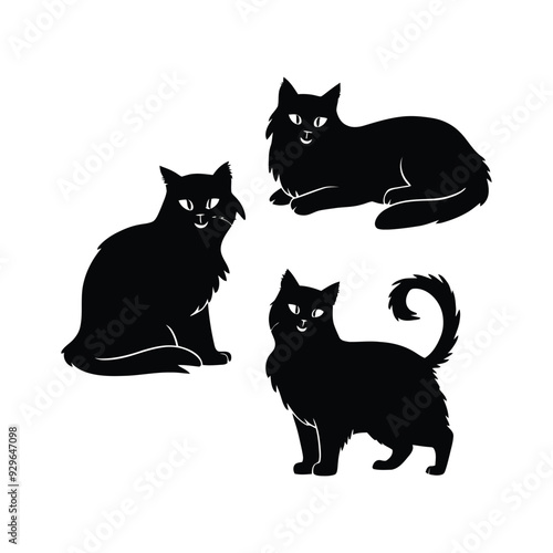 Persian cat silhouette vector template illustration
