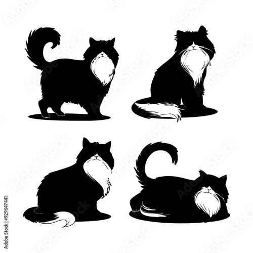 Persian cat silhouette vector template illustration