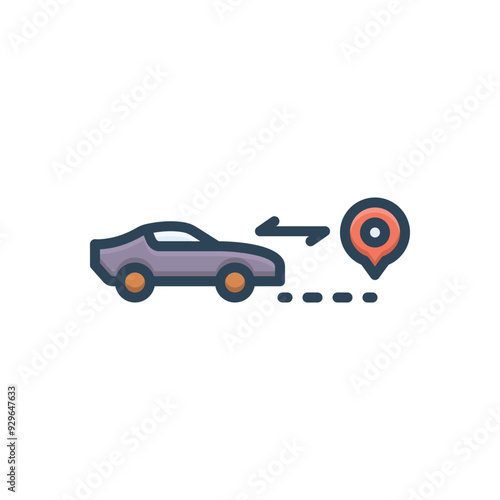 Color illustration icon for distance