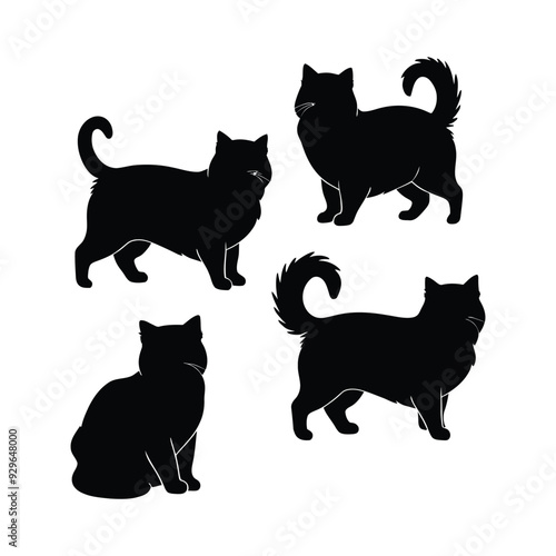 Persian cat silhouette vector template illustration