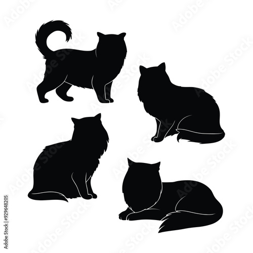 Persian cat silhouette vector template illustration