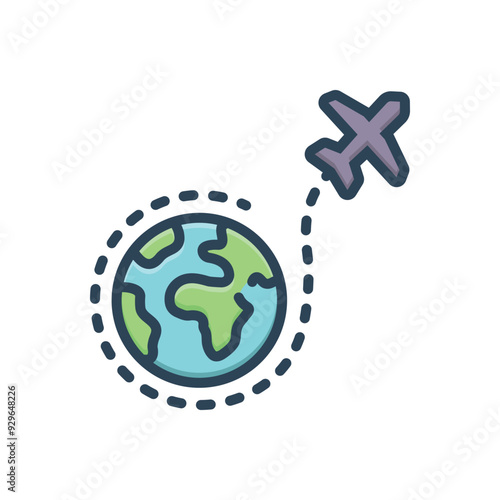 Color illustration icon for tourism