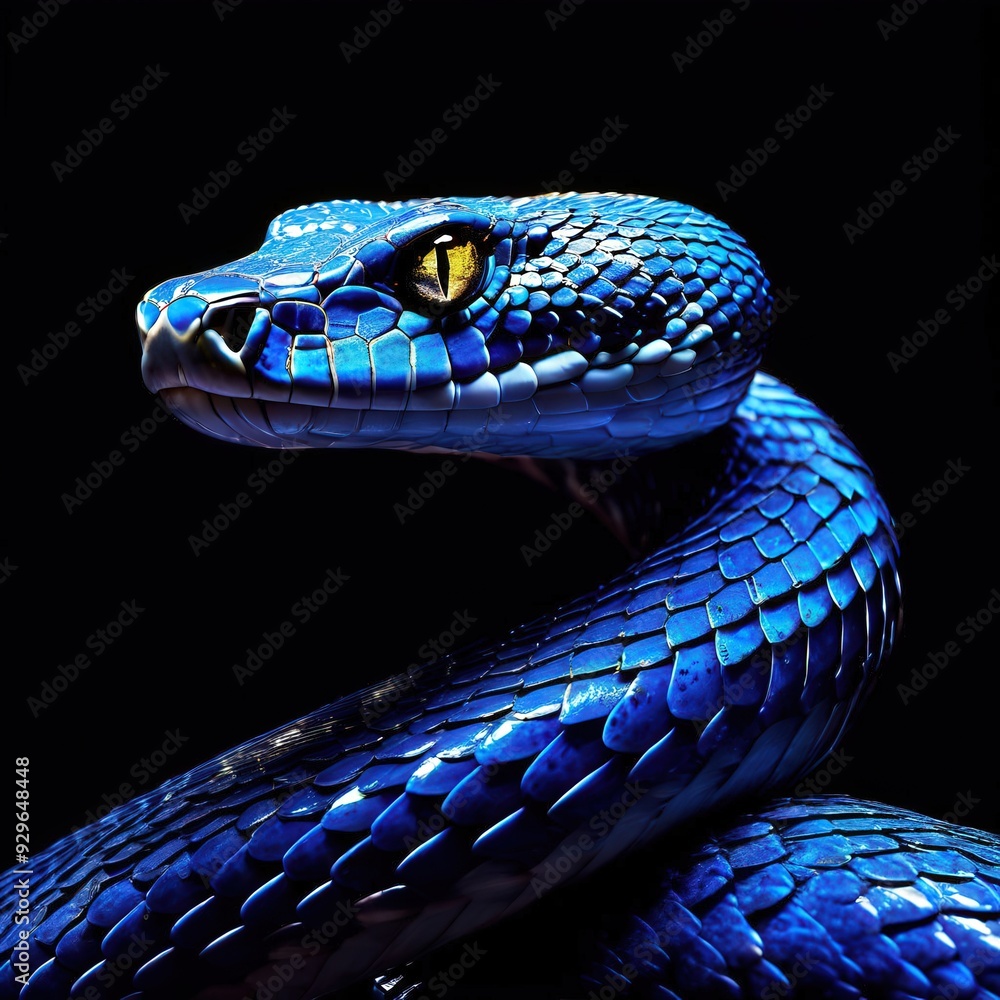 Fototapeta premium the AI Image Generator, blue viper snake on a branch