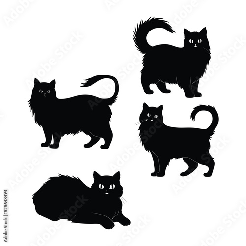 Persian cat silhouette vector template illustration
