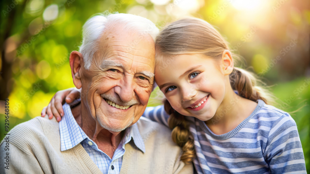 Happy Grandfather and Granddaughter Outdoors. Happy Grandfather and Granddaughter Outdoors.